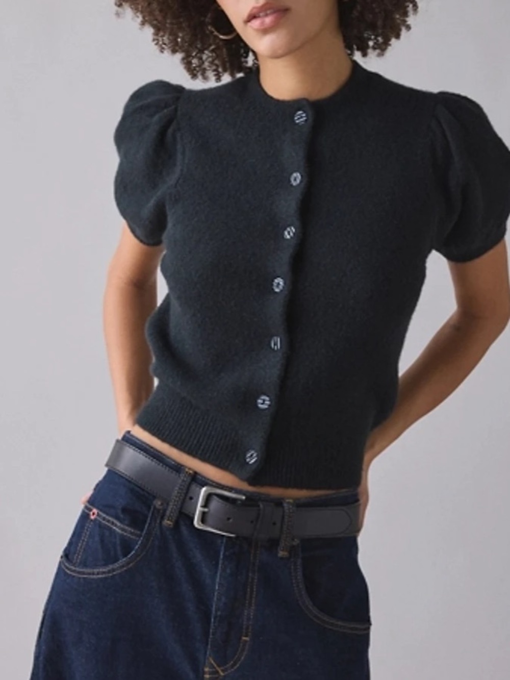 Kimchi Blue Kate Puff Short Sleeve Cardigan sz Small